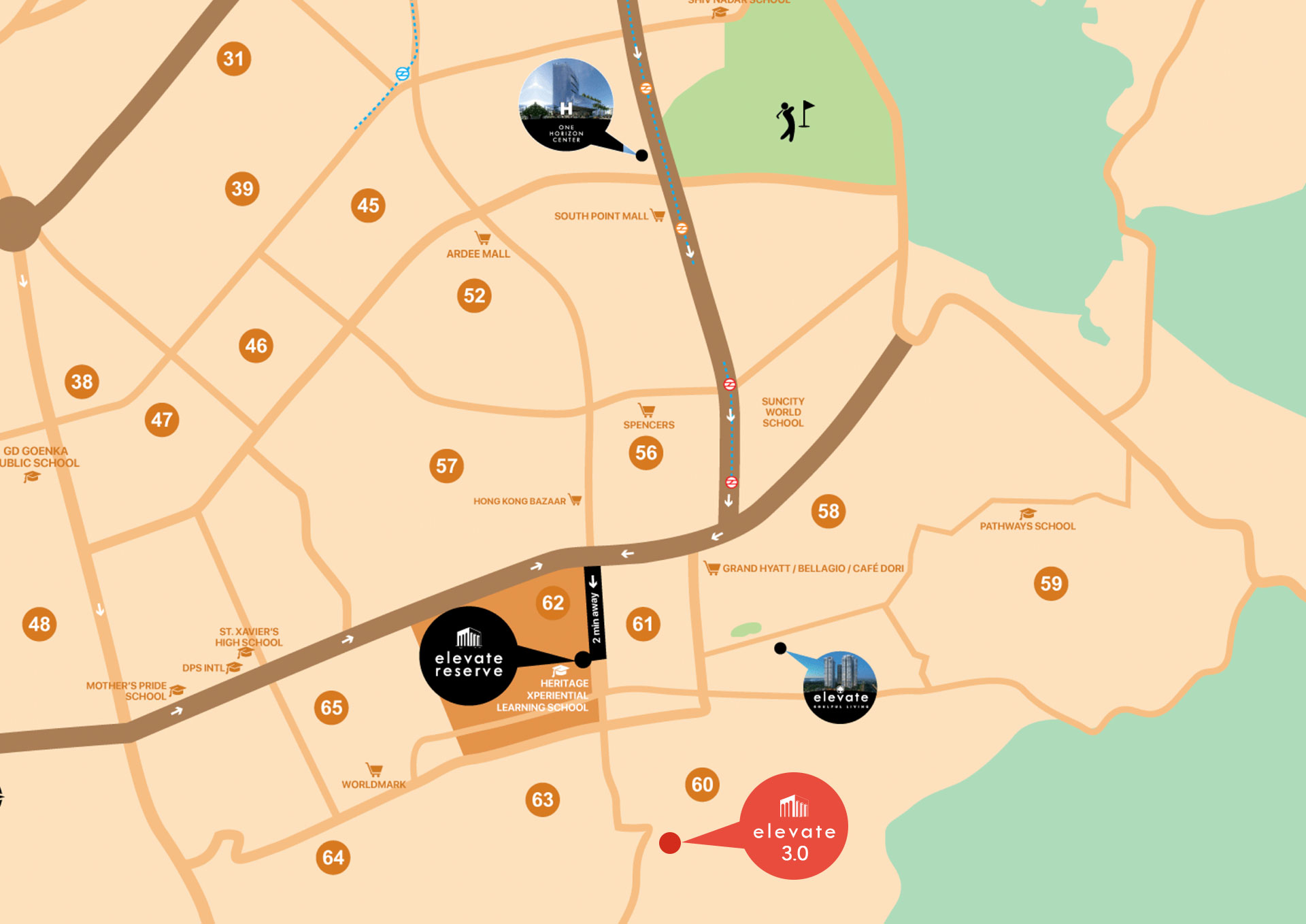 Conscient Elevate Sector 63A Gurgaon Location Map